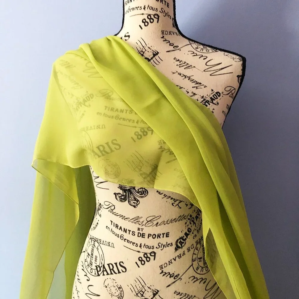 Lime Green Chiffon Wrap / Stole / Scarf - Picture 2 of 6